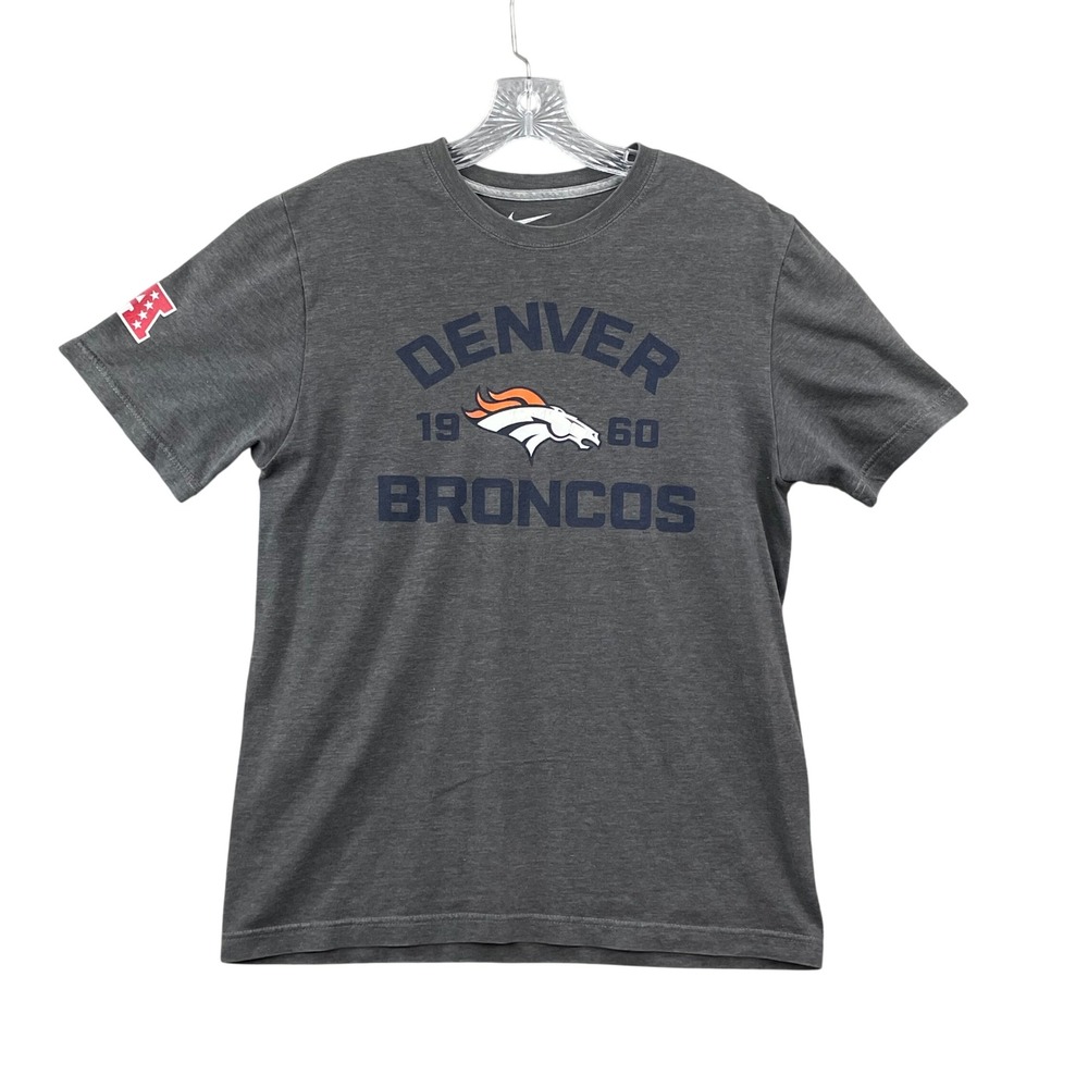 Nike T-Shirt Mens Medium Gray Denver Broncos 1960 Graphic AFC Logo Sportswear